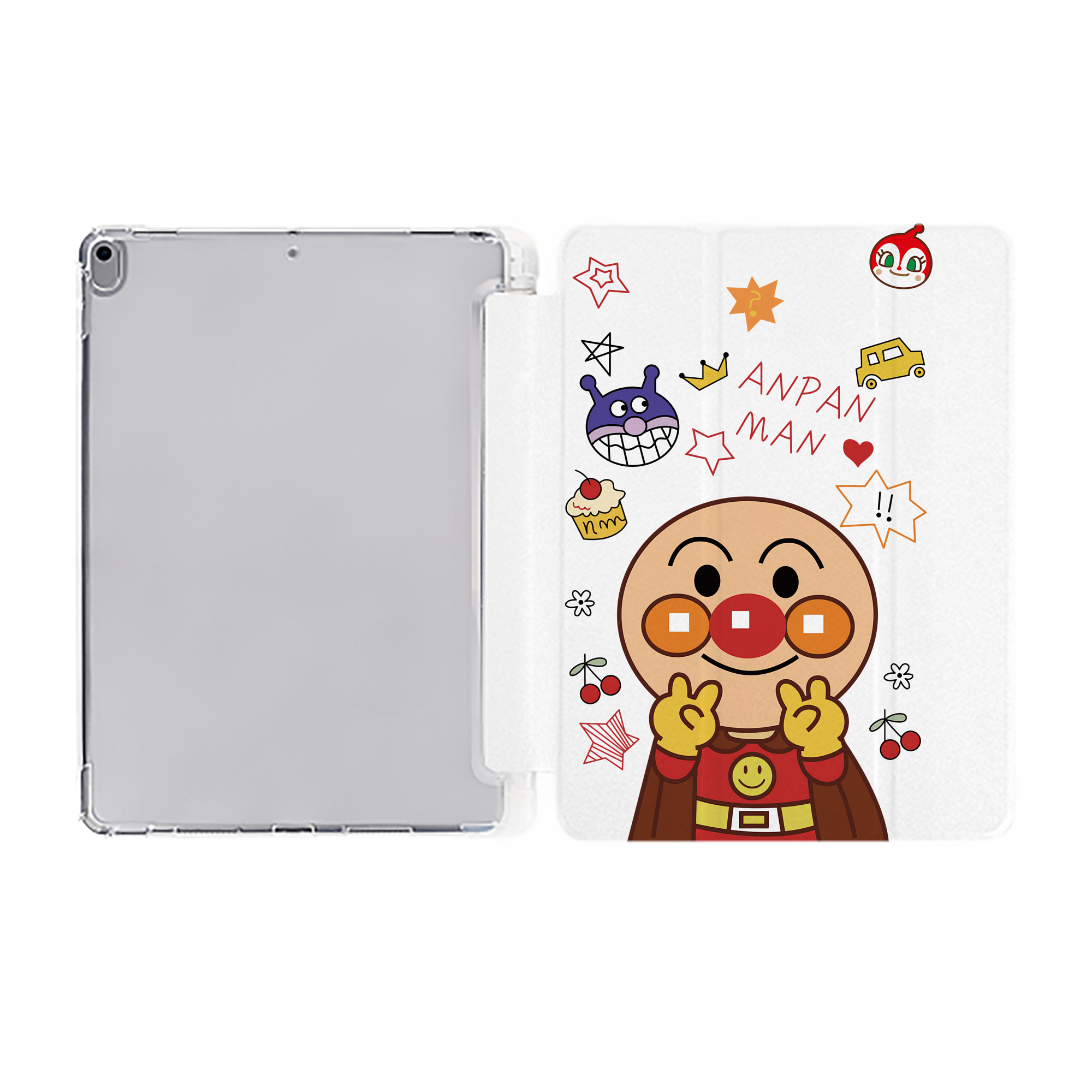 （画像用） アンパンマン Anpanman IPad ケース ペン収納付き 三つ折りスタンド PUレザー×シリコン 対応機種9.5/10.5/10.9インチ